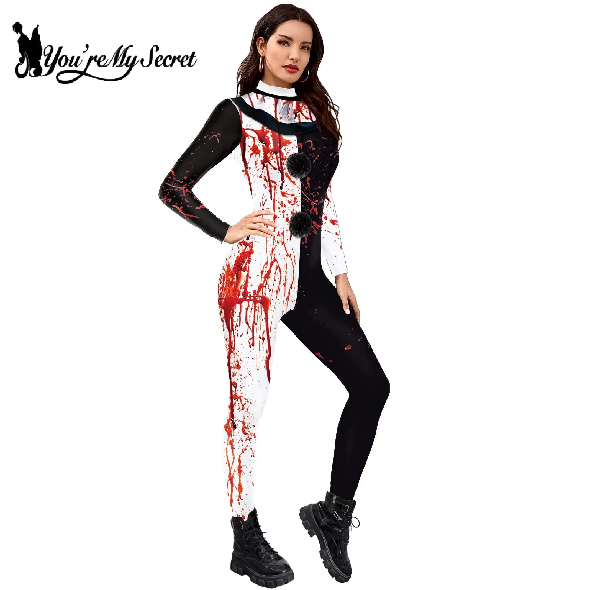 Terrifying Clown Costume Jumpsuit for Halloween Fun - Image 5