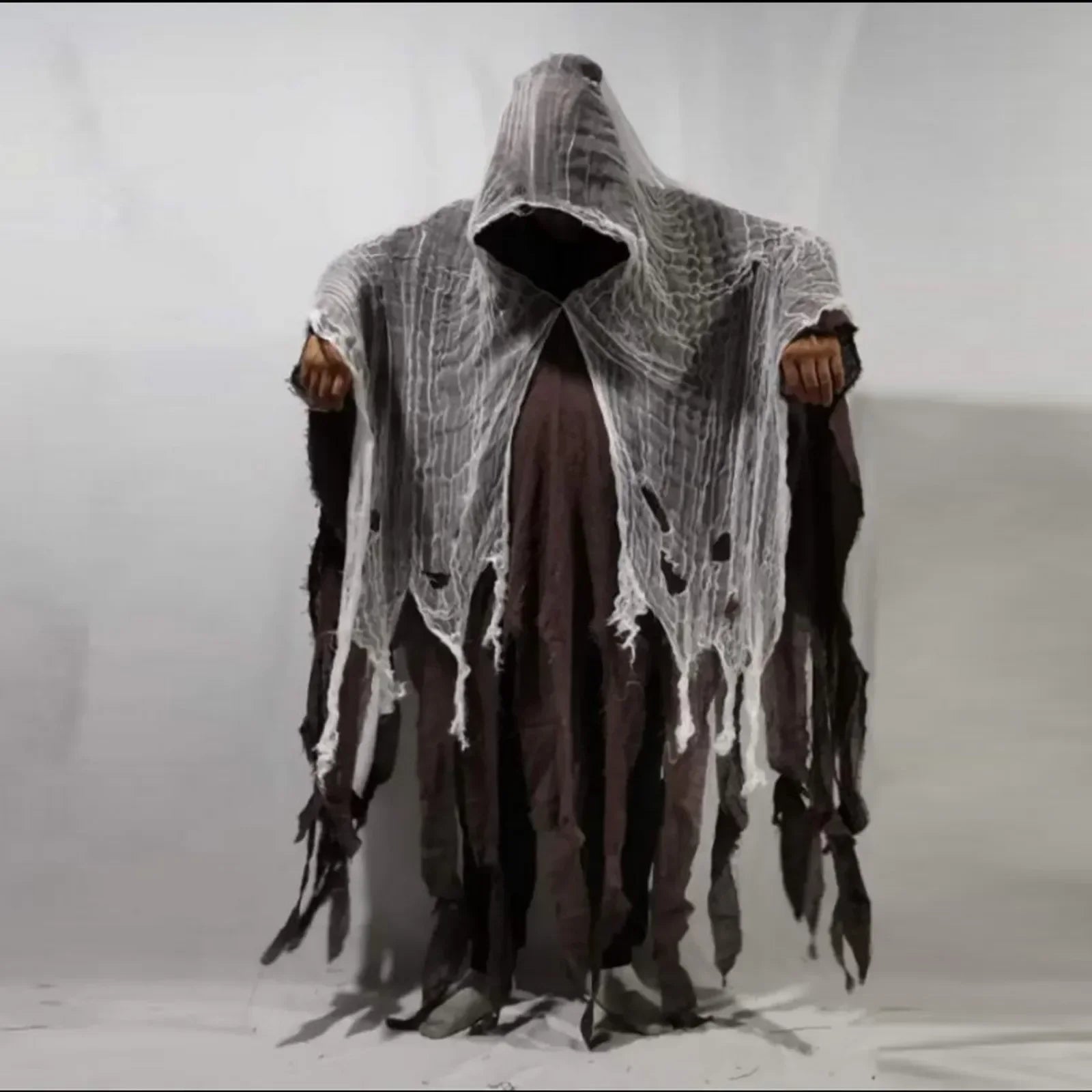 Unisex Halloween Ghost Costume with Hooded Tattered Cape - Image 17