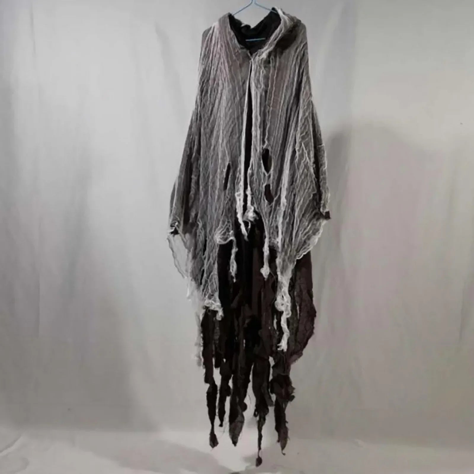 Unisex Halloween Ghost Costume with Hooded Tattered Cape - Image 21