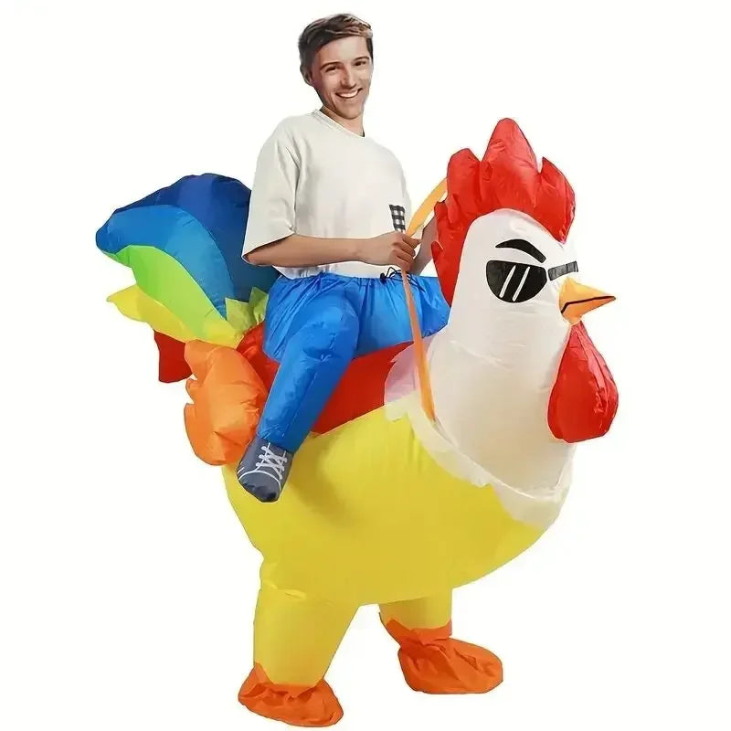 Adult Inflatable Rooster Ride-On Costume for Halloween Fun