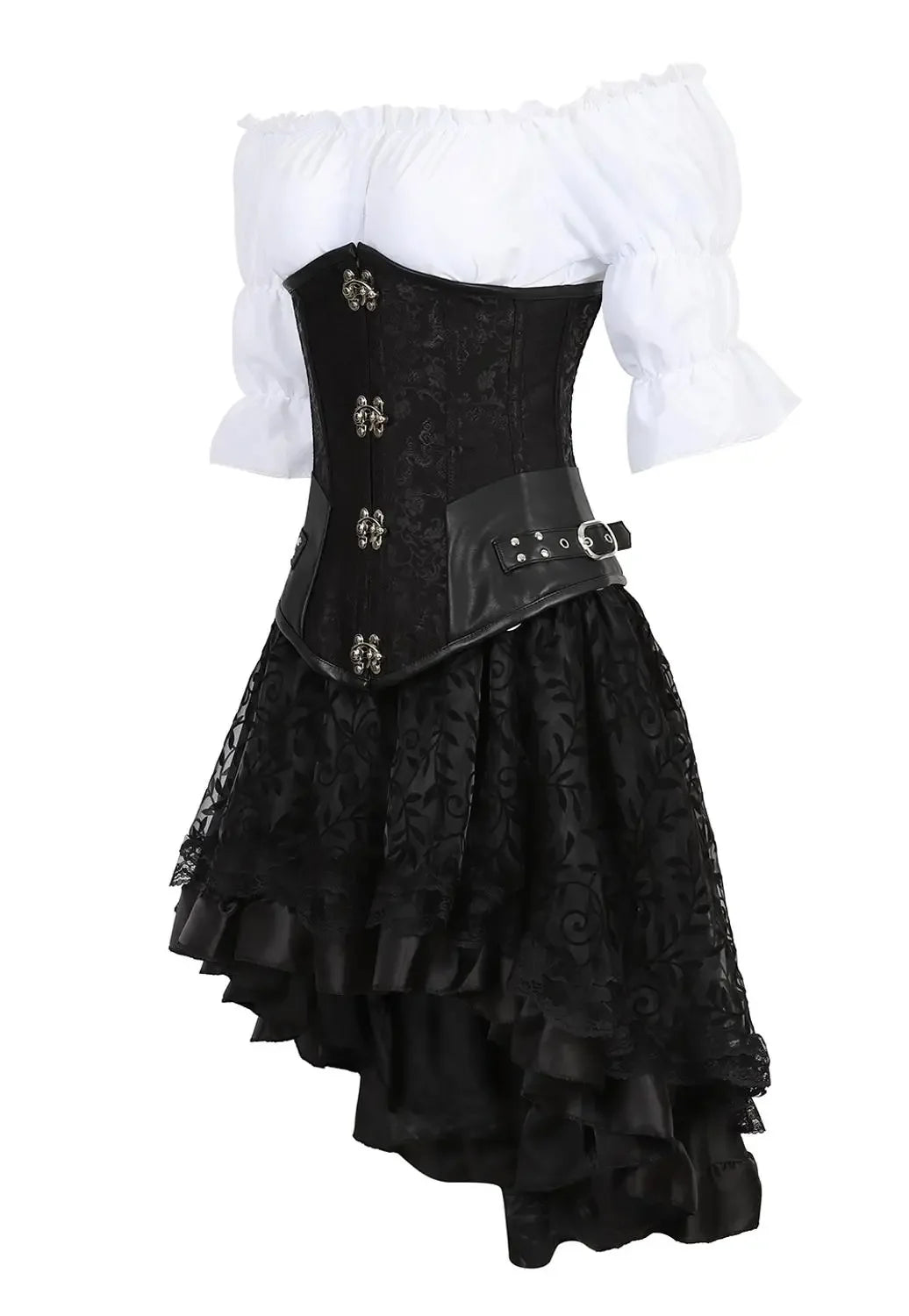 Plus Size Leather Corset 3-Piece Steampunk Outfit Set - Image 4