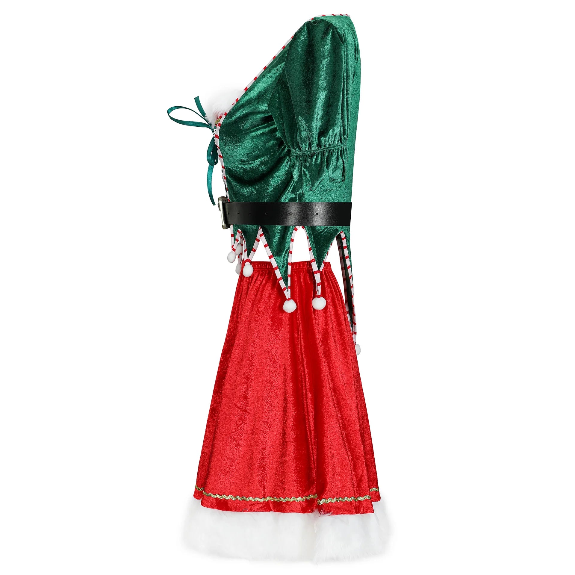 Velvet Green Elf Costume for Christmas Carnival Events - Image 14