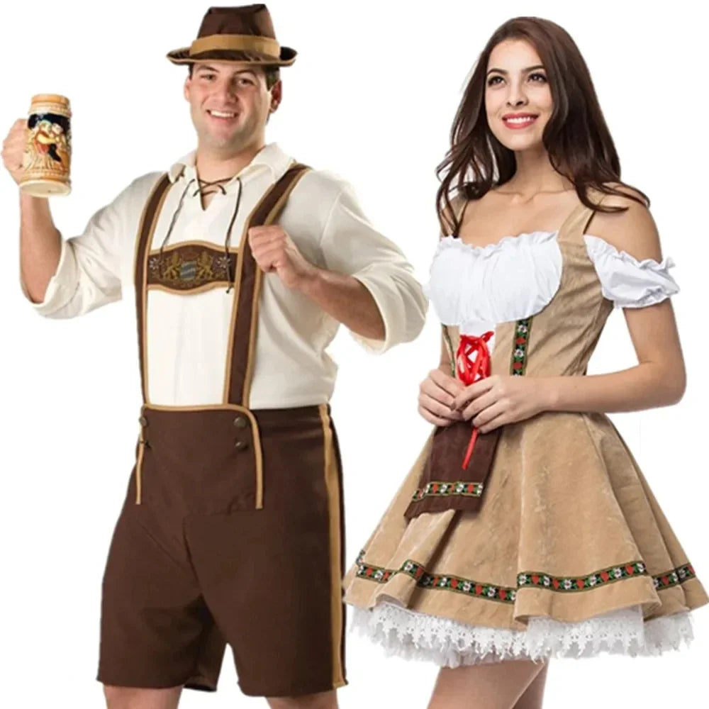 Traditional Bavarian Oktoberfest Couple Costume Set