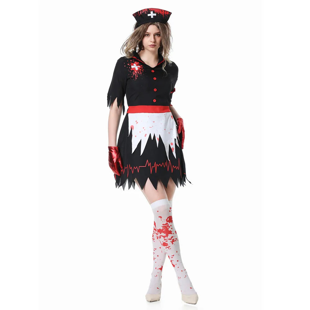 Women's Zombie Nurse Costume for Halloween Parties - Image 34