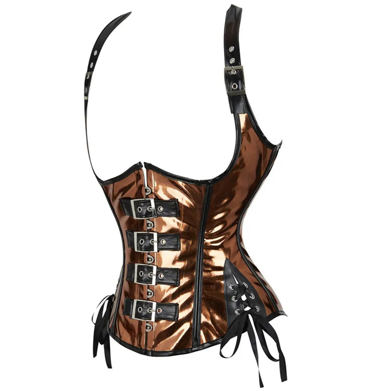 Steampunk Gothic Underbust Corset with Halter & Buckles - Image 18
