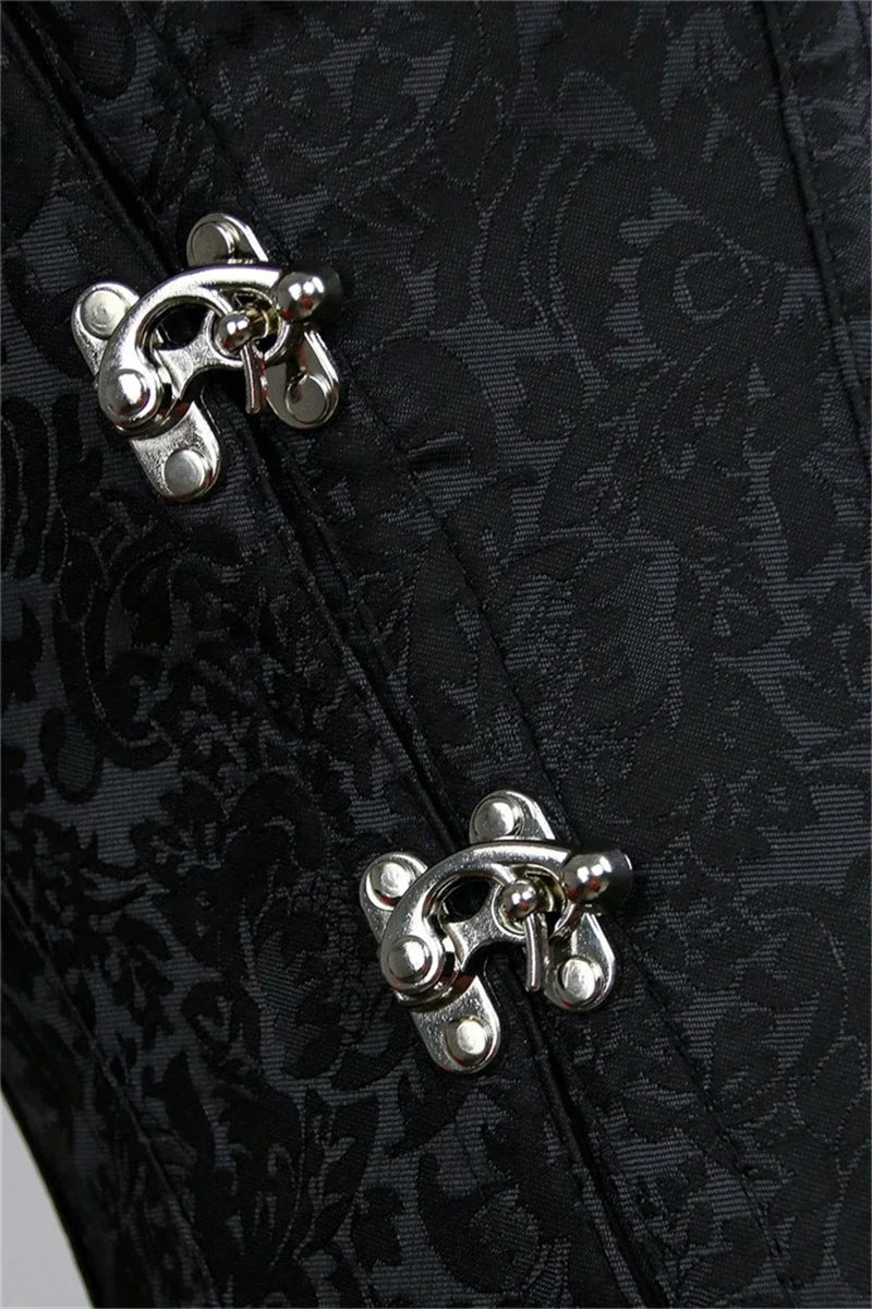Gothic Steampunk Overbust Corset with Steel Bones and Buttons - Image 17