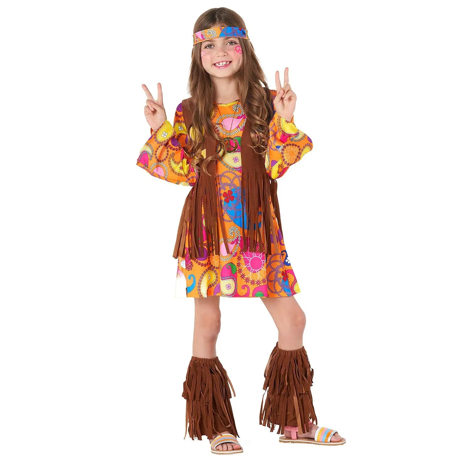 Vintage Hippie Dress Set for Girls - Fun Party Costume - Image 3