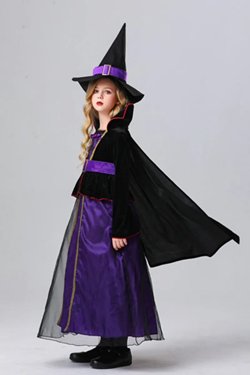 Purple Evil Witch Costume Dress for Kids Halloween - Image 4