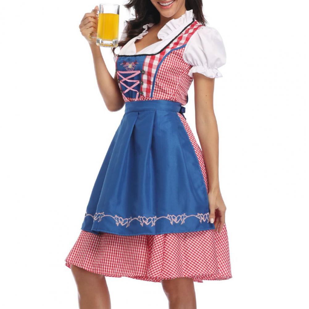 Traditional German Plaid Dirndl Dress for Oktoberfest & Cosplay - Image 12