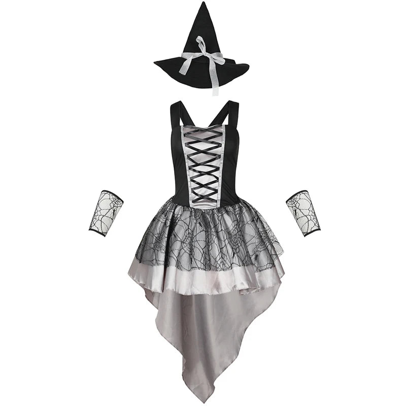 Elegant Multicolor Tuxedo Witch Costume for Halloween Parties - Image 7