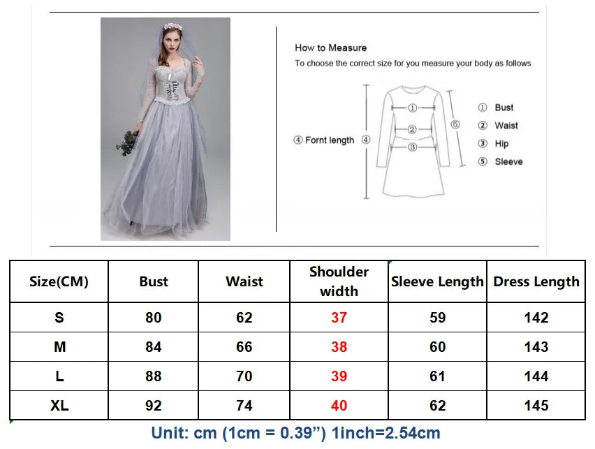 Zombie Bride Cosplay Costume for Halloween Parties - Image 8