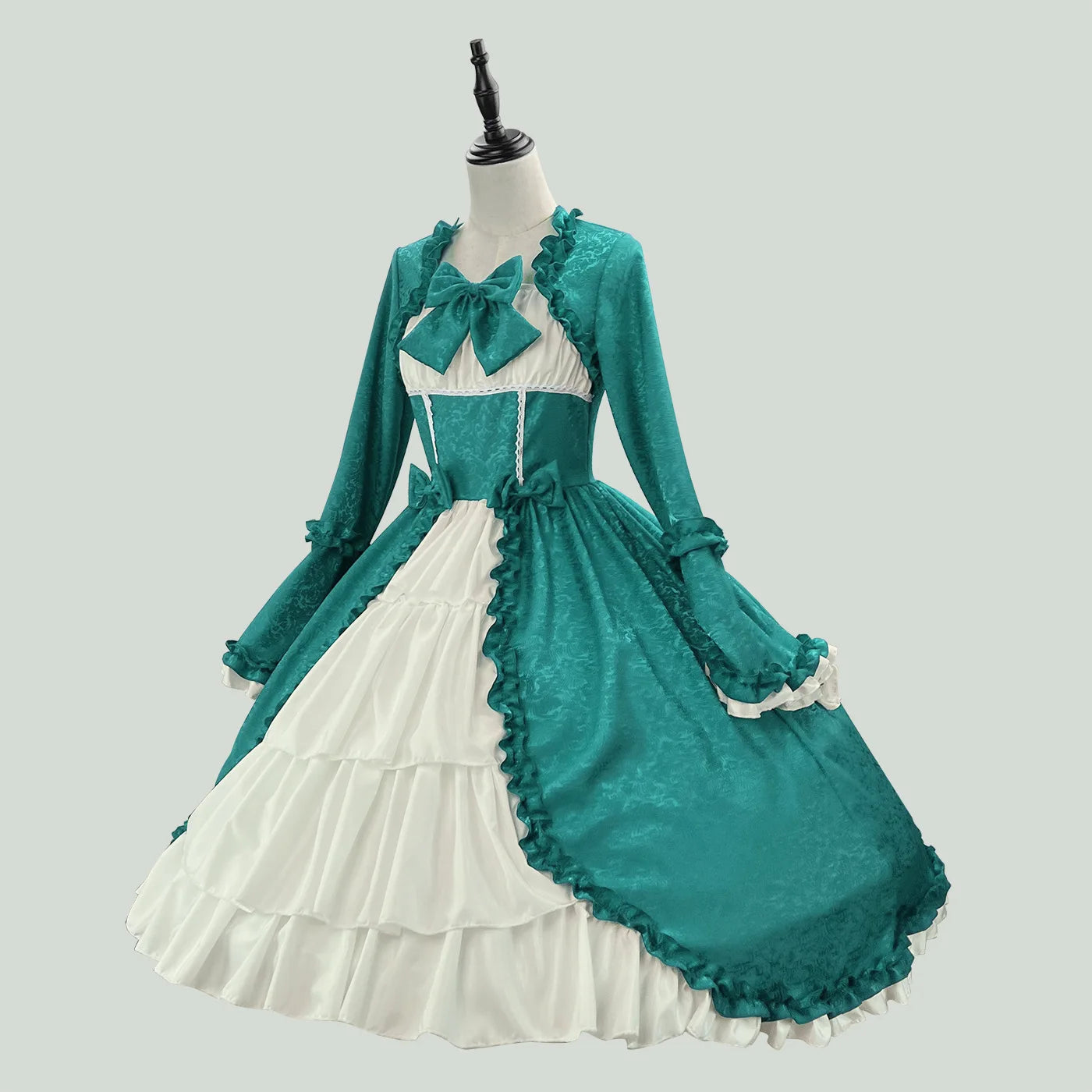 Medieval Retro Court Dress with Square Collar & Bow - Image 15