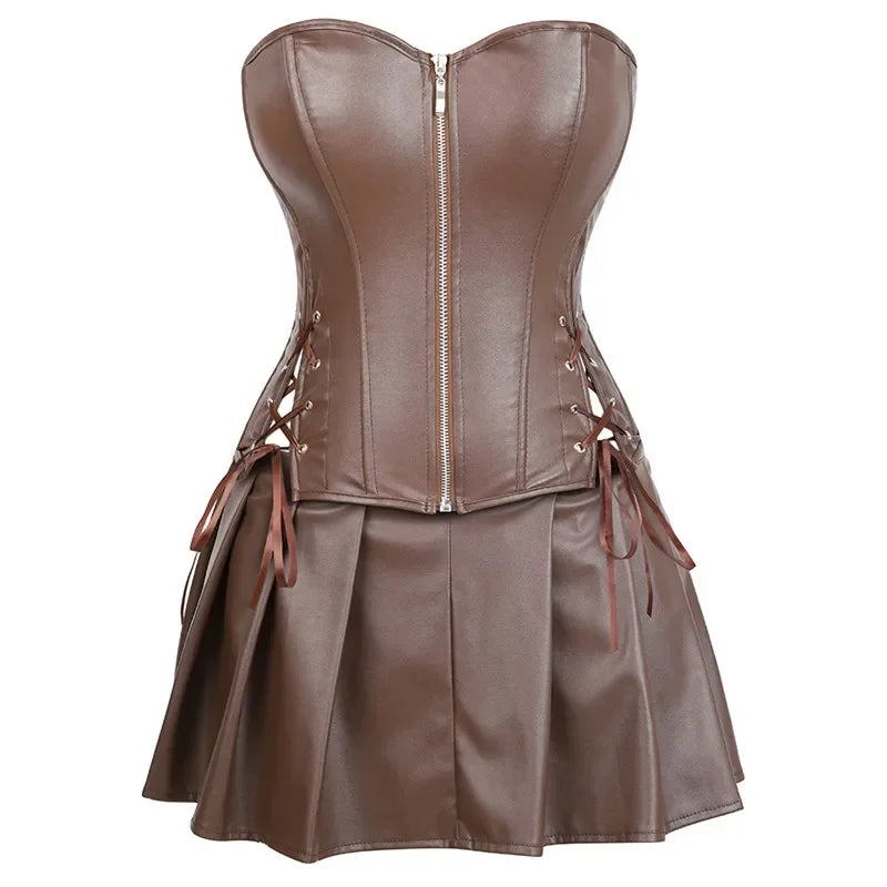 Vintage Gothic Steampunk Leather Dresses & Corsets for Halloween