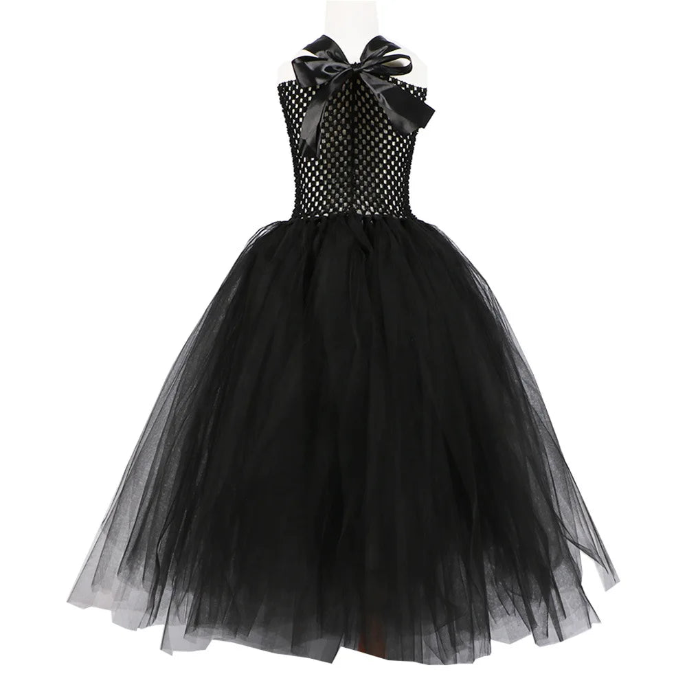 Black Feather Shawl Costume Dress for Girls Halloween - Image 27