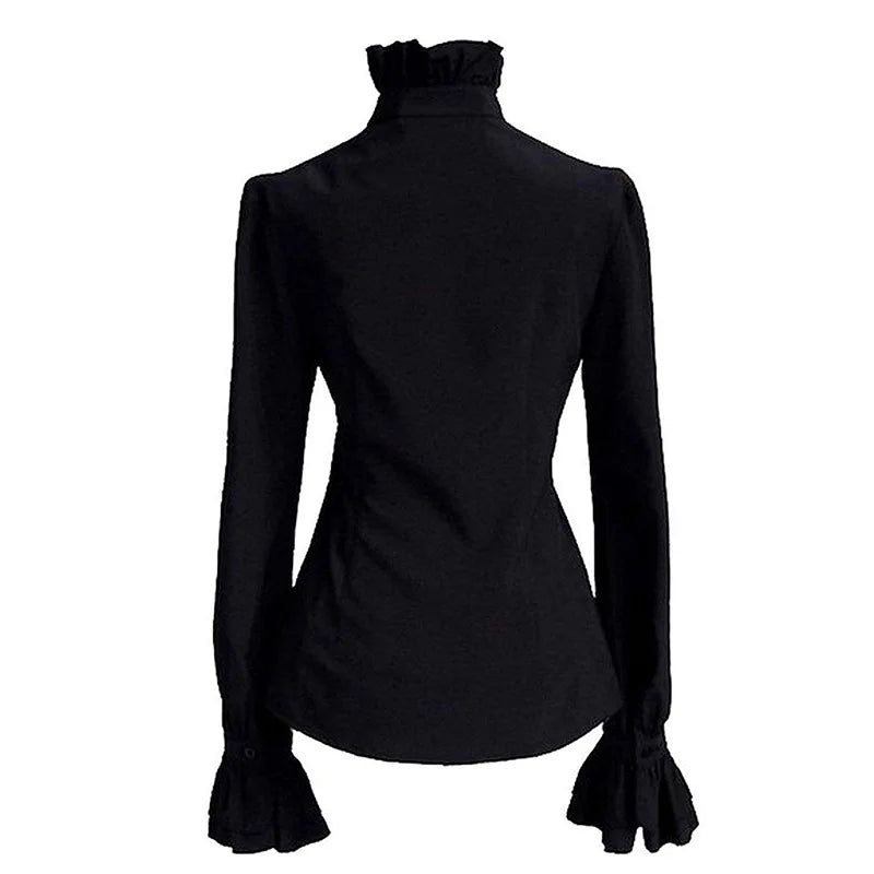 Elegant Long Sleeve White Medieval Peasant Blouse for Women - Image 14