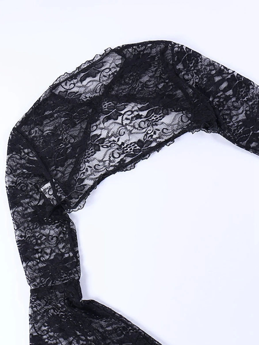 Gothic Lace Shrug Crop Top for Halloween Cosplay - Image 6