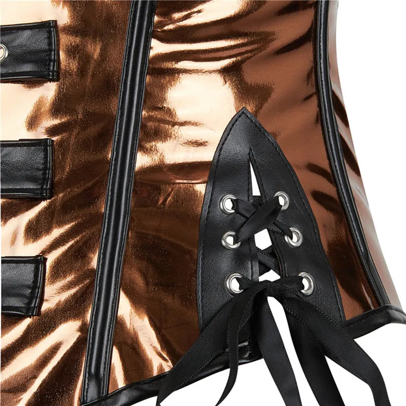 Steampunk Gothic Underbust Corset with Halter & Buckles - Image 21