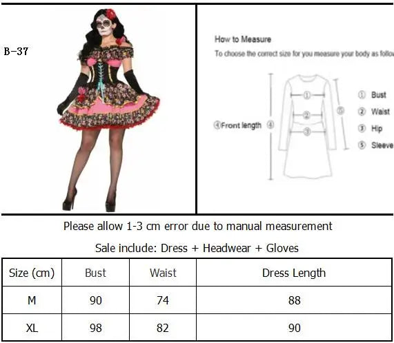 Adult Women's Day of the Dead Zombie Skull Costume - Image 15