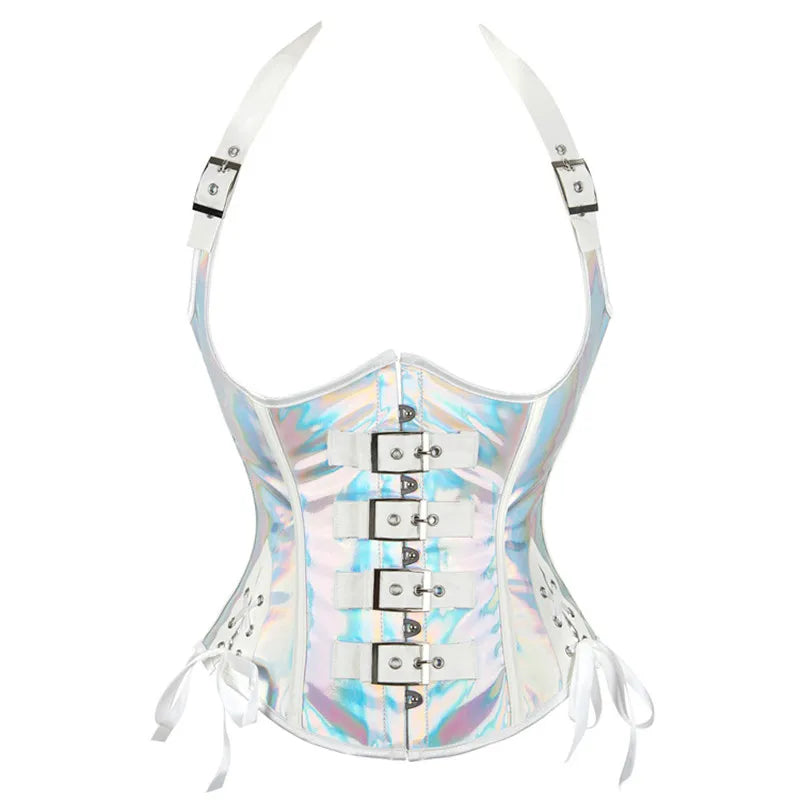 Steampunk Gothic Underbust Corset with Halter & Buckles