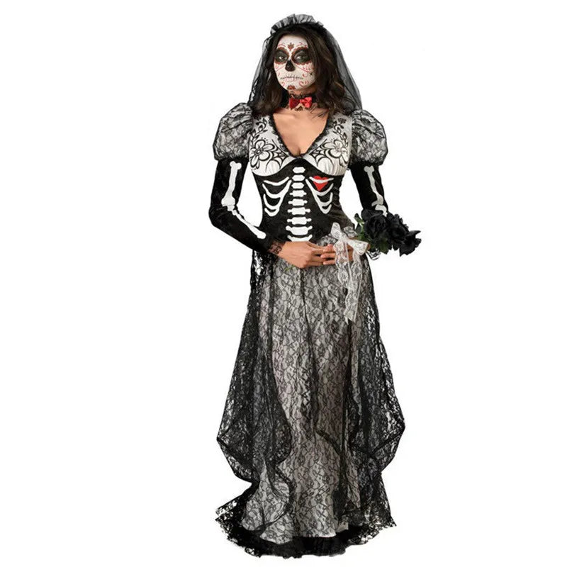 Scary Skeleton Bride Halloween Costume for Women