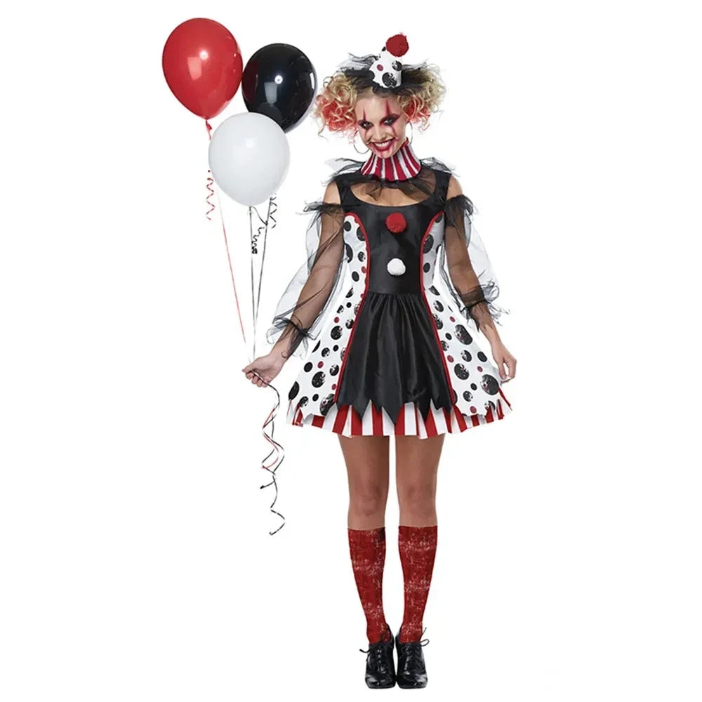 Terrifying Women's Clown Cosplay Costume Set for Halloween - Image 3