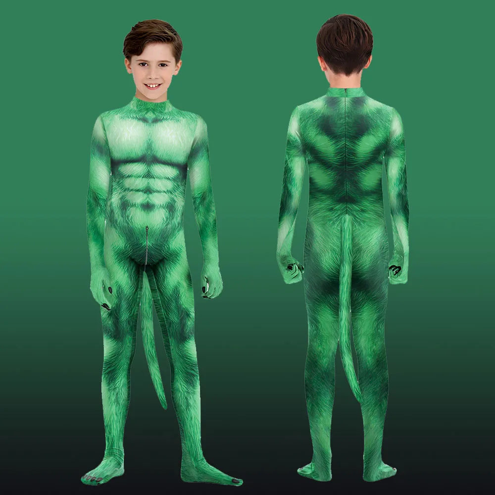 Funny Green Halloween Jumpsuit for Kids' Cosplay