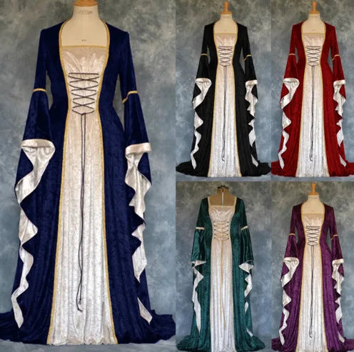 Women's Renaissance Velvet Costume Dress for Halloween Events