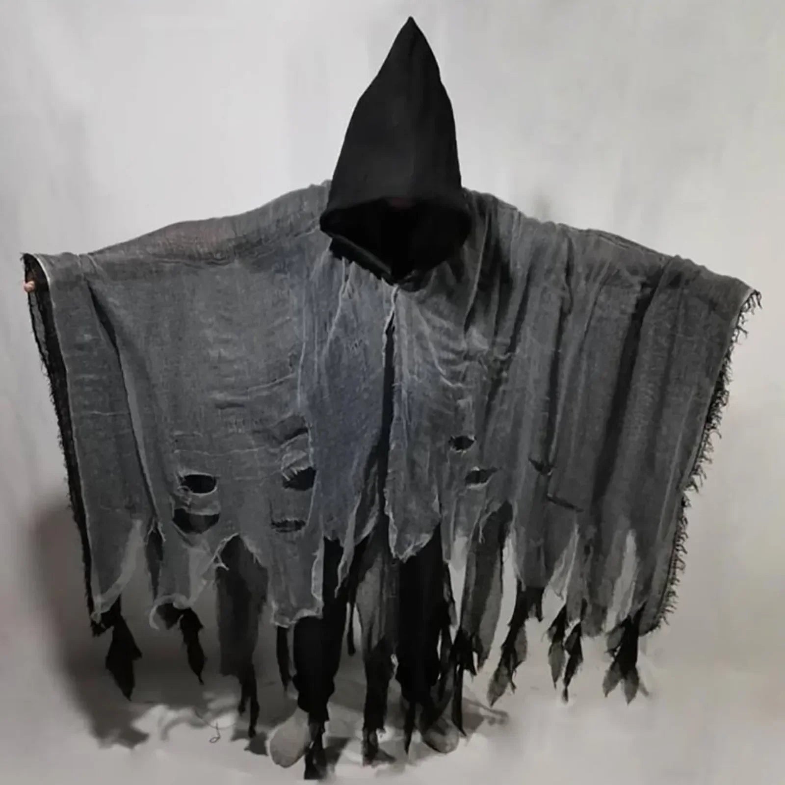 Unisex Halloween Ghost Costume with Hooded Tattered Cape - Image 22