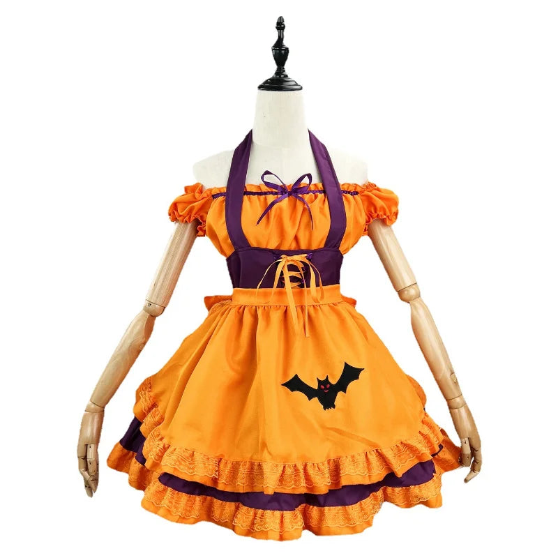 Plus Size Halloween Maid Costume with Bat & Bow - Image 13