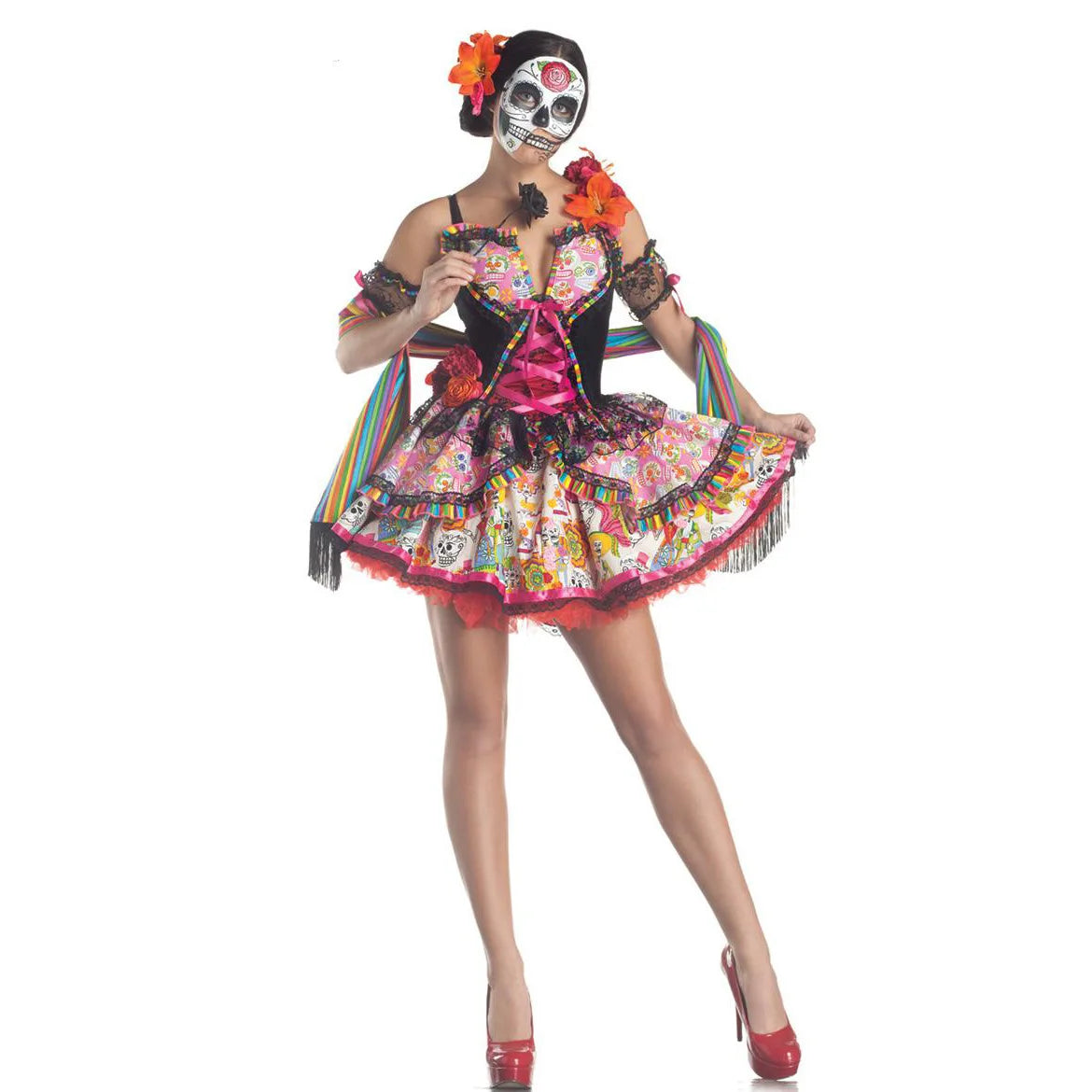 Skull Flower Fairy Ghost Bride Costume for Halloween - Image 2