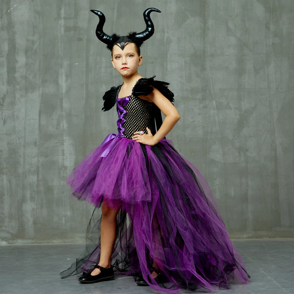 Purple Witch Costume for Girls - Spooky Princess Dress - Image 13