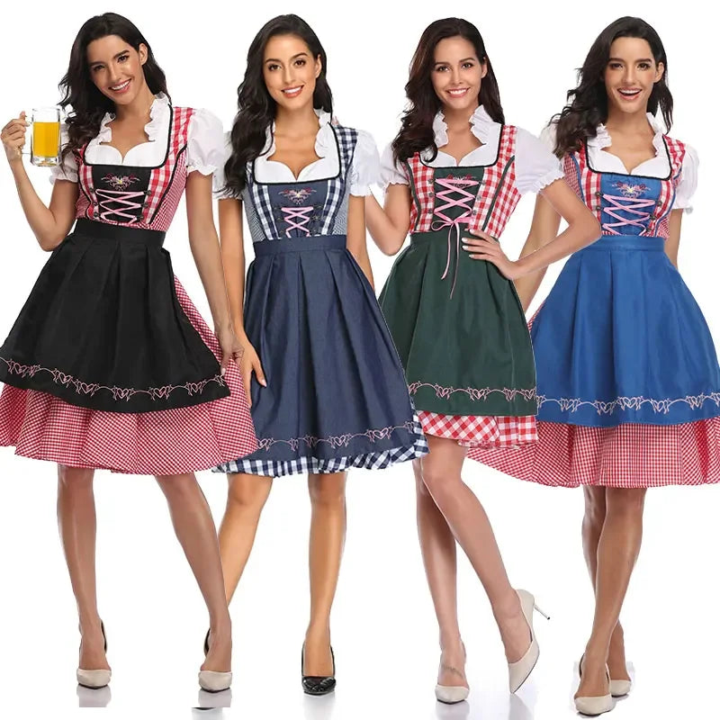 Elegant Bavarian Dirndl Dress for Oktoberfest & Carnival