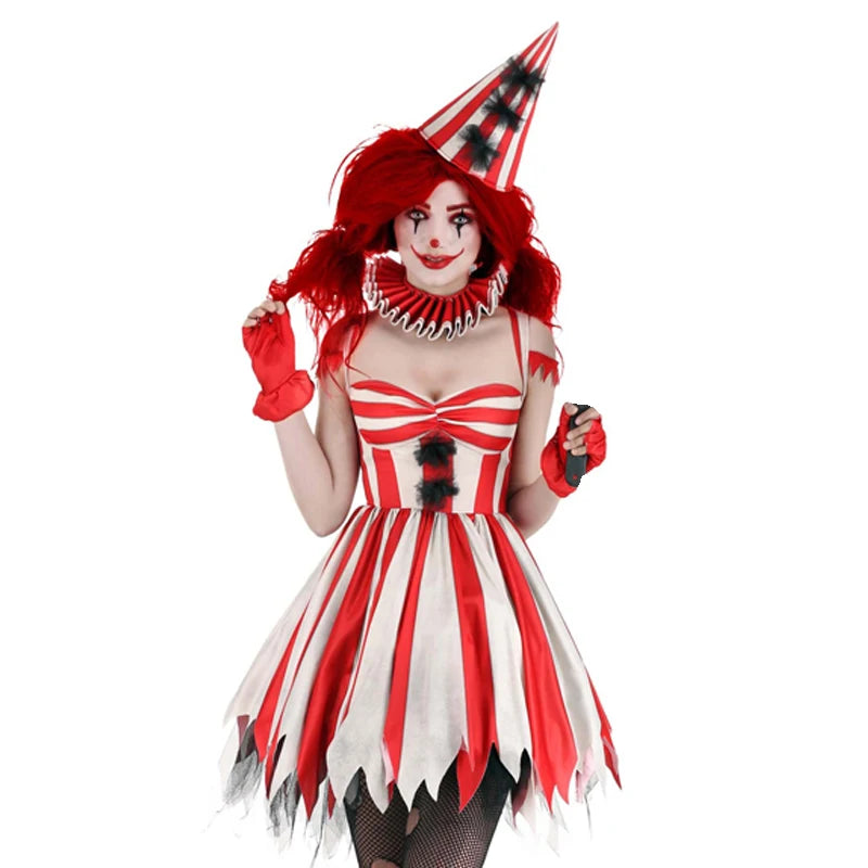 Naughty Harlequin Circus Clown Costume for Halloween Parties - Image 2