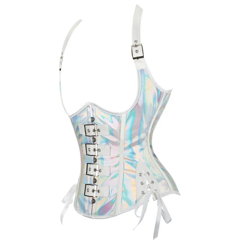 Steampunk Gothic Underbust Corset with Halter & Buckles - Image 9