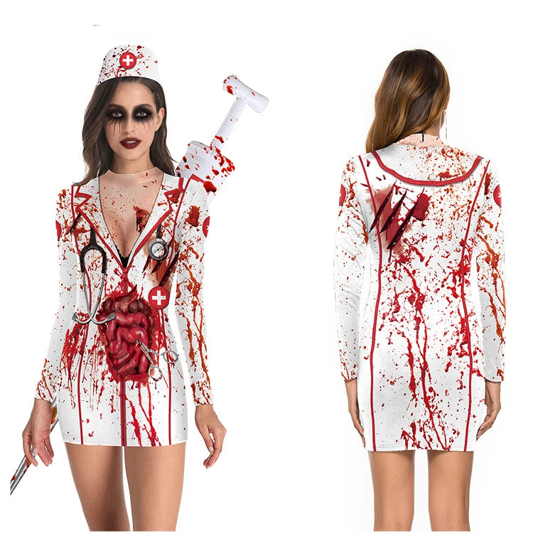 Horror Blood Nurse Costume for Women and Girls