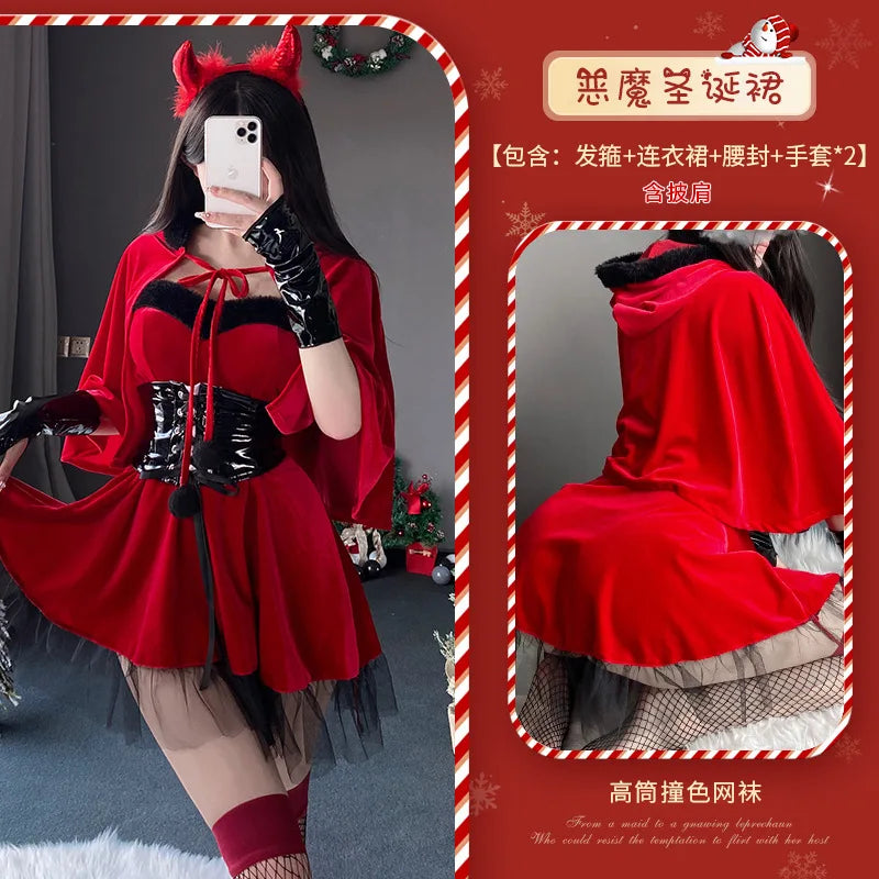 Velvet Santa Claus Costume for Halloween and Cosplay - Female M/L - Image 4