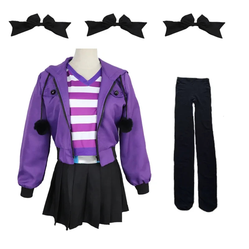 Astolfo Cosplay Costume: Purple Black Sports Wear & Wig - Image 4