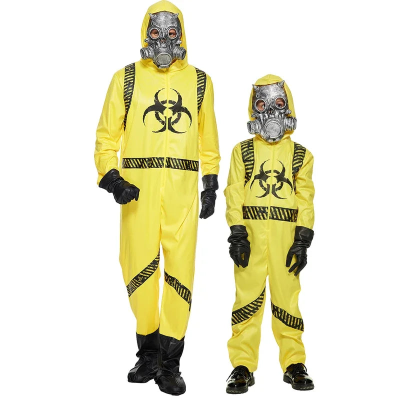Family Biohazard Costume Set with Latex Mask & Jumpsuit