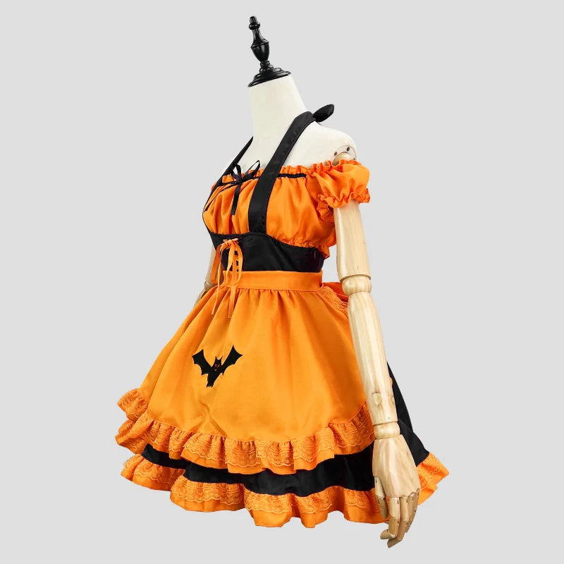 Plus Size Halloween Maid Costume with Bat & Bow - Image 10