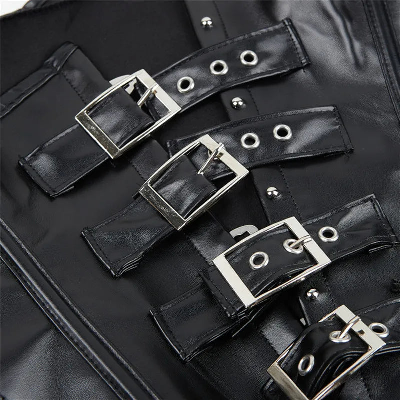 Steampunk Gothic Underbust Corset with Halter & Buckles - Image 6