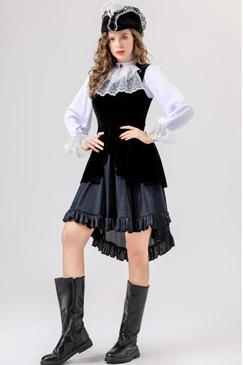 Vintage Caribbean Pirate Vampire Costume for Halloween Carnival - Image 6