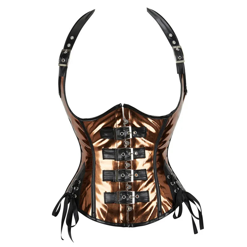 Steampunk Gothic Underbust Corset with Halter & Buckles - Image 29