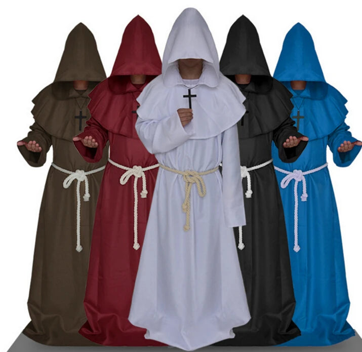 Medieval Monk Hooded Cloak Costume for Halloween Cosplay - Image 8