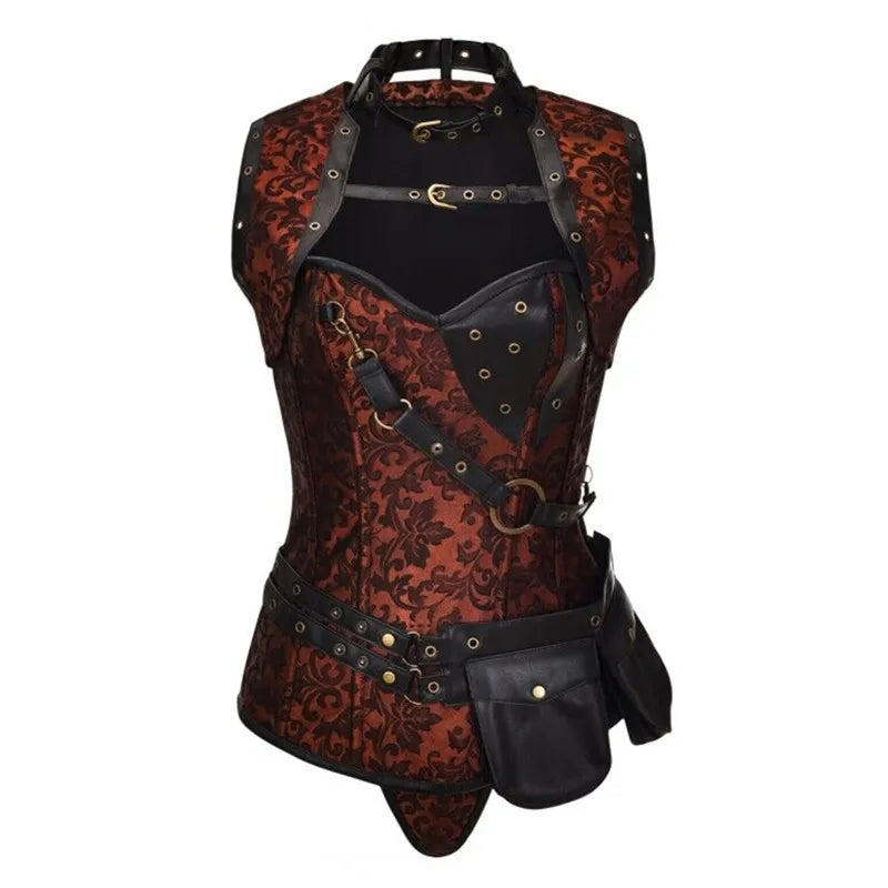Luxury Floral Jacquard Overbust Corset Top for Women
