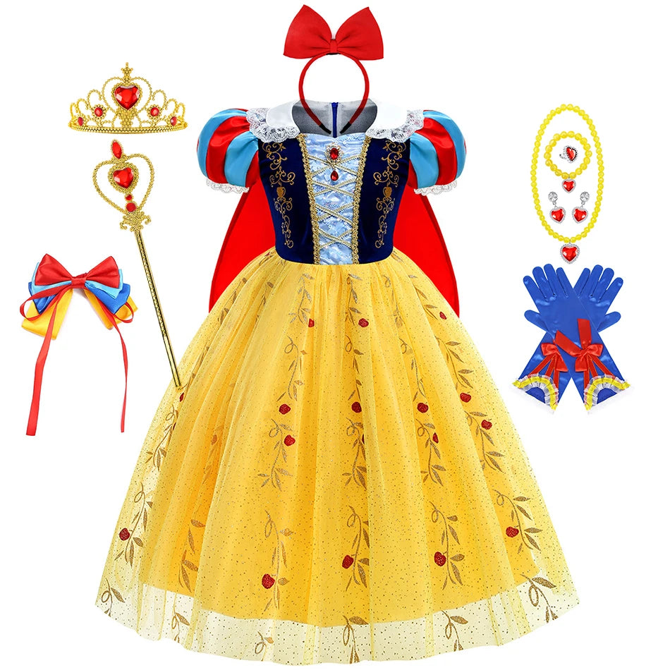 Deluxe Snow White Dress for Kids with Cloak - Image 2