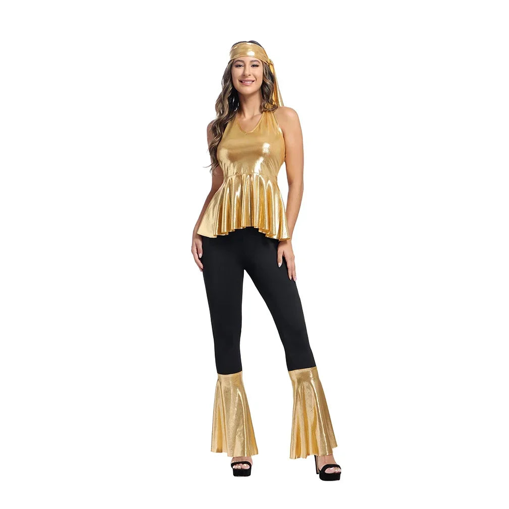 70s Disco Bell Bottom Costume for Women – Retro Sparkle Dress - Image 11