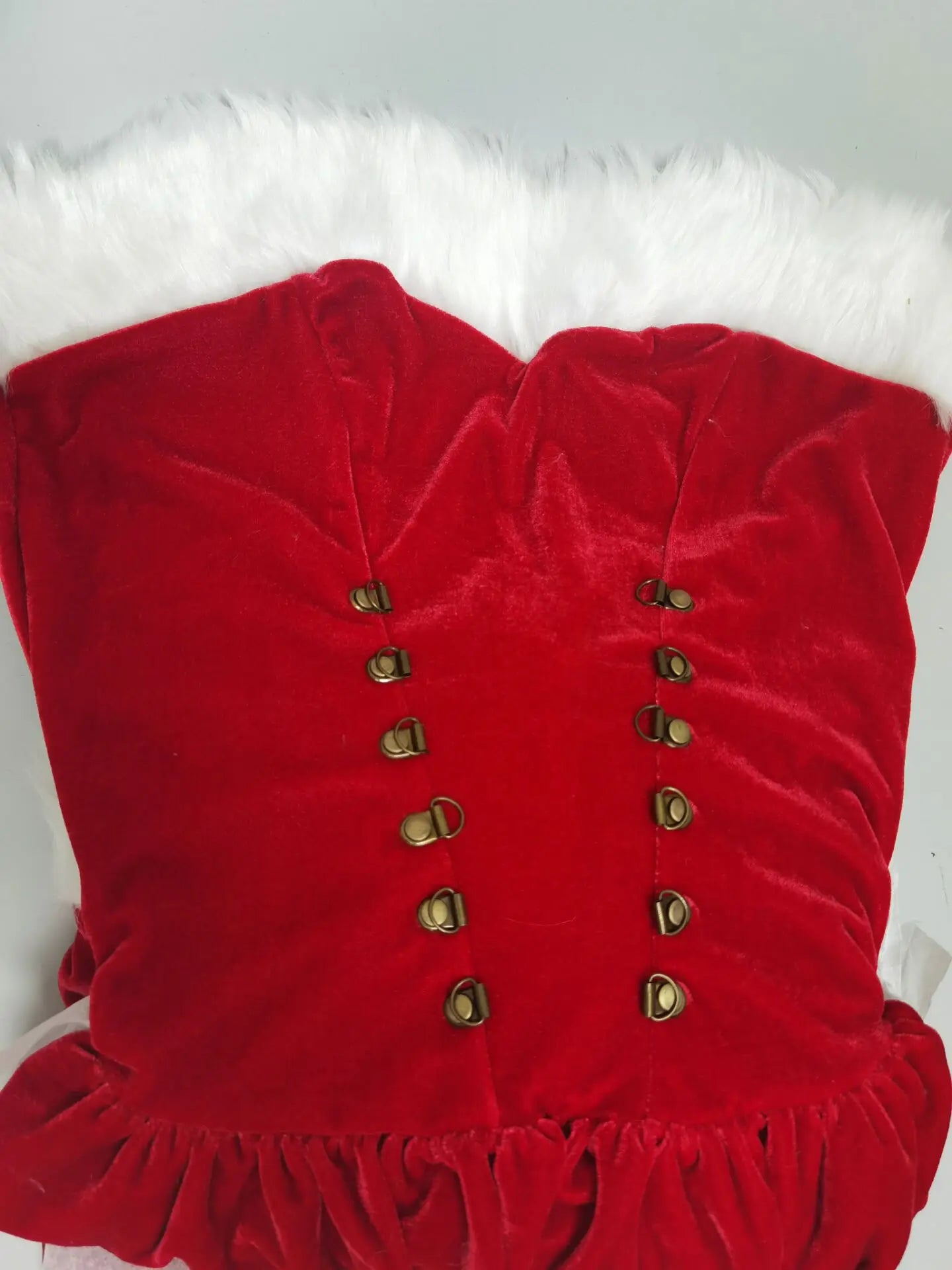 Festive Plush Santa Claus Costume for Women - Holiday Party Wear - Image 6