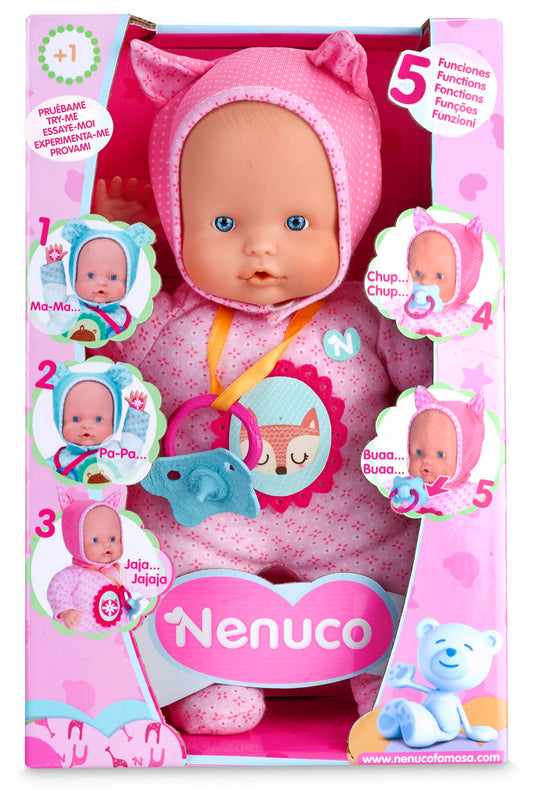 Nenuco Sara - Soft Baby Doll with 11 Real Life Functions, Bottle, 9 Baby  Accessories, 16 Doll