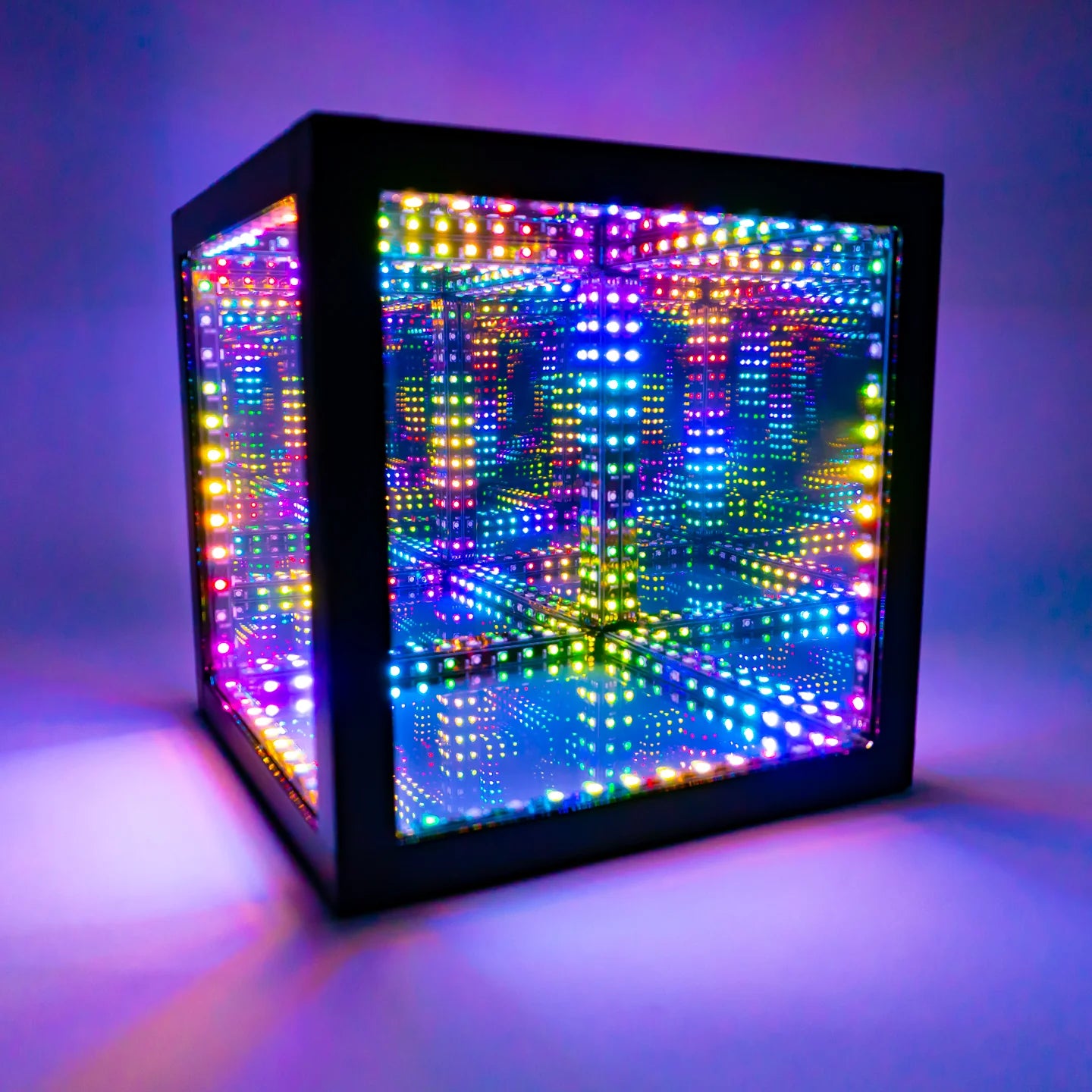 A colorful cube of LED lights, perfect for creating spooky ambiance during Halloween