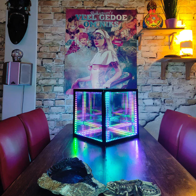 led light cube on kitchen table